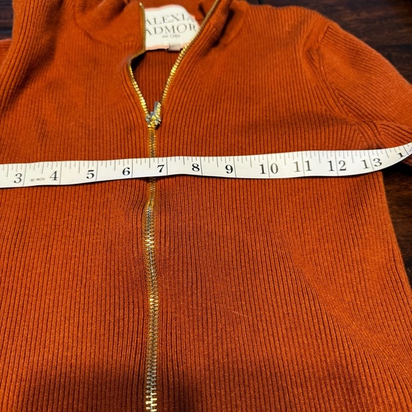 Alexia Admor Samantha Ribbed Double Zip Mock Neck Brown Classic Sweater Sz M - Picture 10 of 12